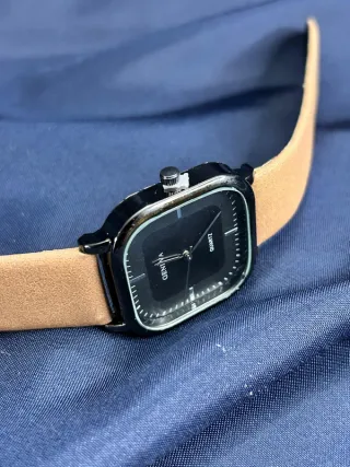 Orologio Geneva Quarzo Pelle Marrone Quadrato