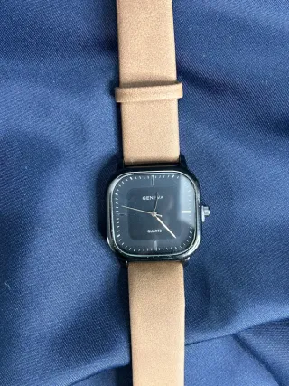 Orologio Geneva Quarzo Pelle Marrone Quadrato