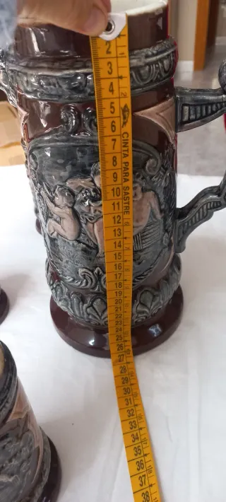 Set di brocca e 5 bicchieri in ceramica per birra