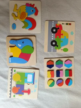 Lote 5 Puzzles Madera Infantiles