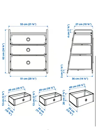 2 Cómoda 3 cajones Ikea Blanca