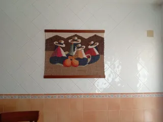 Cuadro tapiz tejido de lana con marco de madera