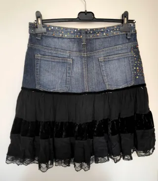 Falda tejana y negro bordado Talla M