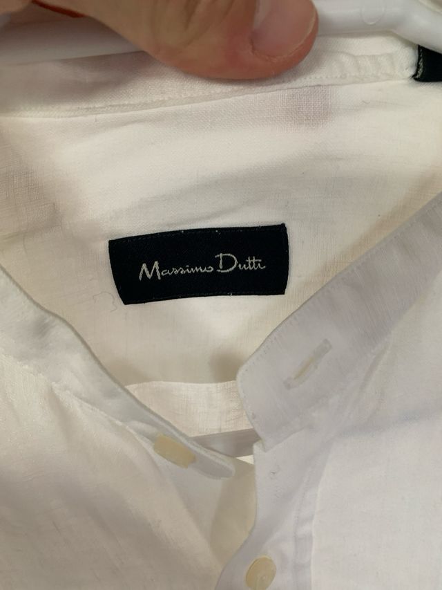Camisa Lino Hombre Massimo Dutti Blanca
