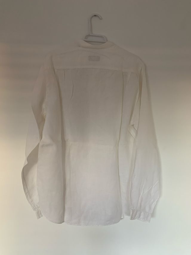 Camisa Lino Hombre Massimo Dutti Blanca