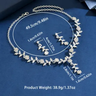 Conjunto Collar y Pendientes Flores Plata