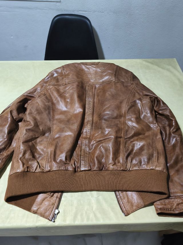 Lote 2 chaquetas piel ovino hombre beige/marrón