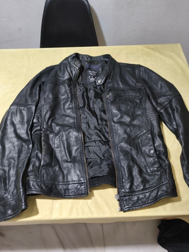 Lote 2 chaquetas piel ovino hombre beige/marrón