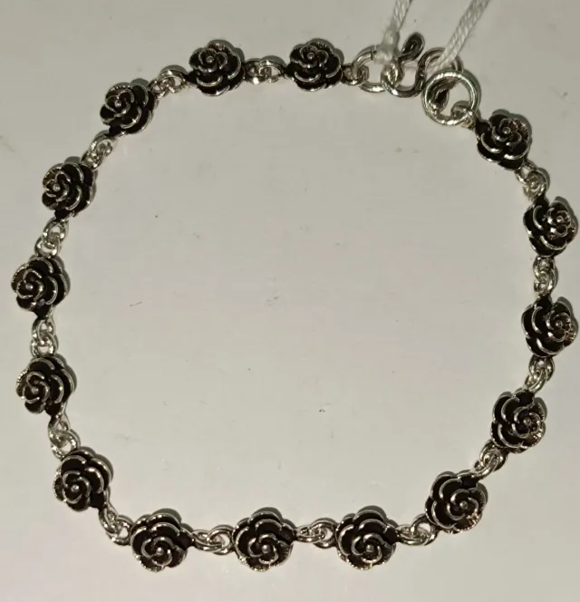 Pulsera Plata Rosas