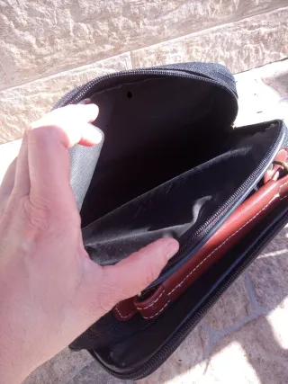 Bolso de mano hombre, negro y marrón