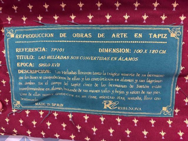 Reproducción Tapiz Obra de Arte