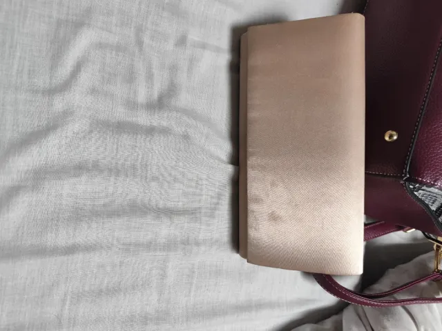 Bolso de ceremonia beige y dorado