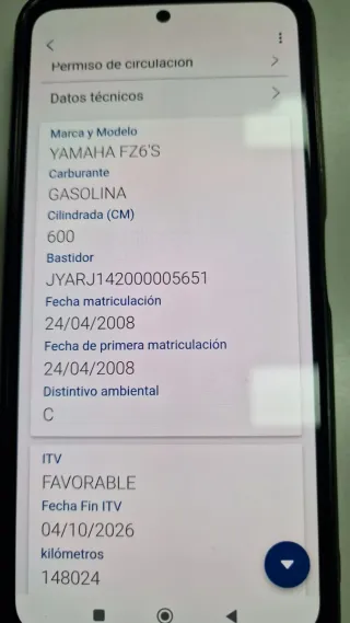 OCASIÓN Chasis Yamaha Fazer S2