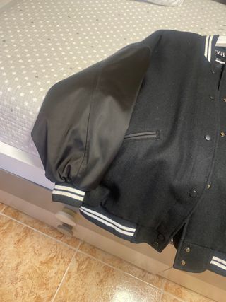 Chaqueta Zara Negra Bomber Manga Satén!! Hoy 15