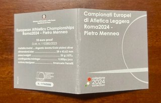 Moneta 10 Euro Dorata Pietro Mennea 2024