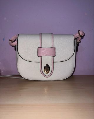 Borsetta piccola bianca e rosa con tracolla