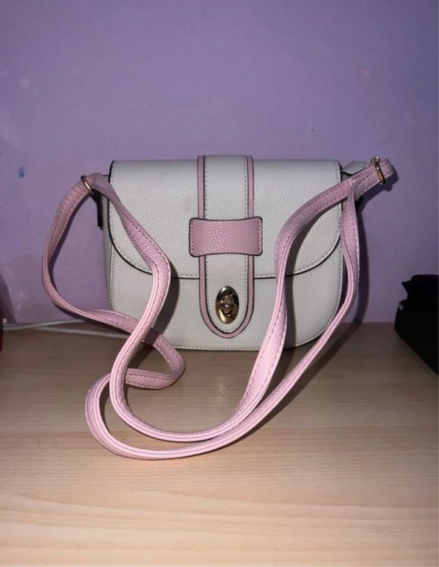 Borsetta piccola bianca e rosa con tracolla