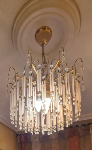 Lámpara de entrada dorada y transparente