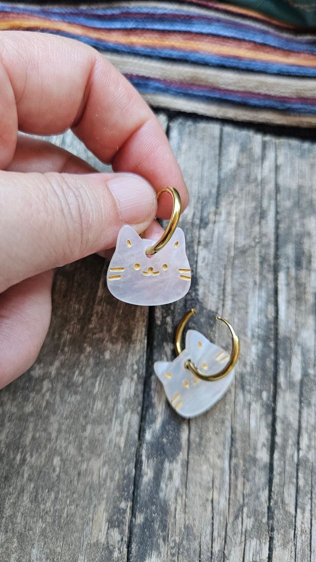 Pendientes Gatito Aro Acero Inoxidable