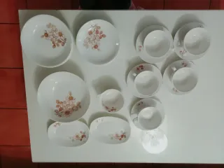 Set di stoviglie antiche con delicato design floreale