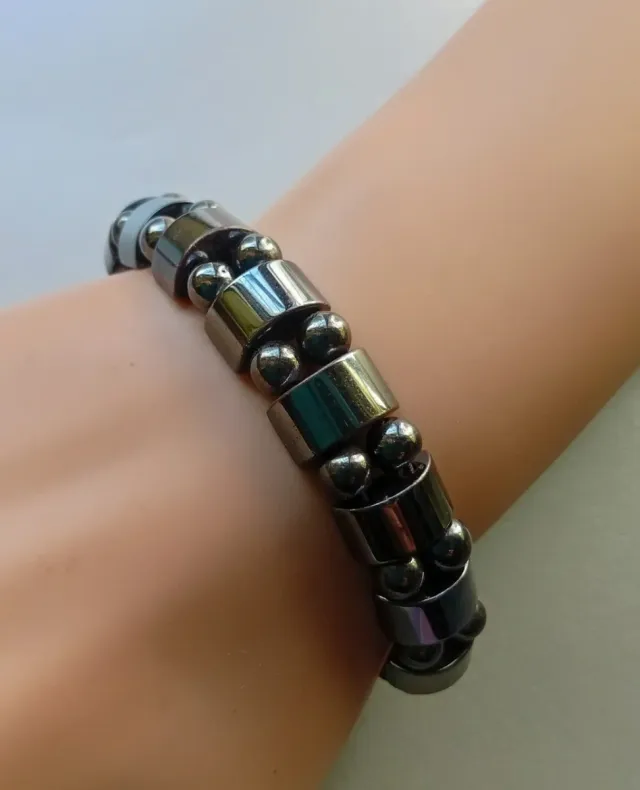 Pulsera Magnética Hematita de metal Hombre Mujer