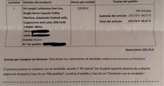 Cafetera Nespresso Lattissima One