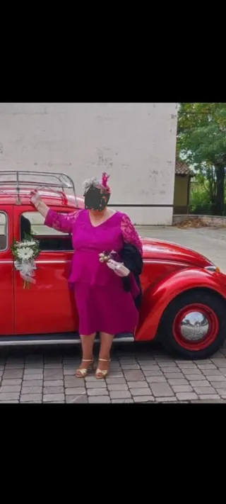 Vestido de fiesta color buganvilla