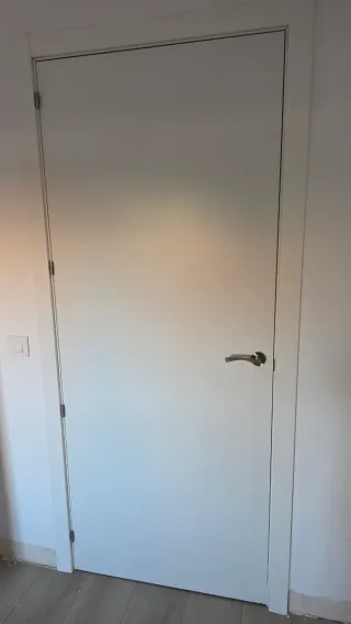 Puerta blanca interior con tirador y marco