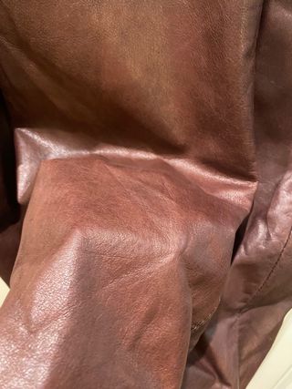 Abrigo 100% Cuero Burdeos Zara Mujer