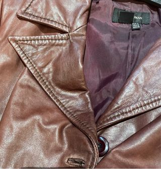 Abrigo 100% Cuero Burdeos Zara Mujer