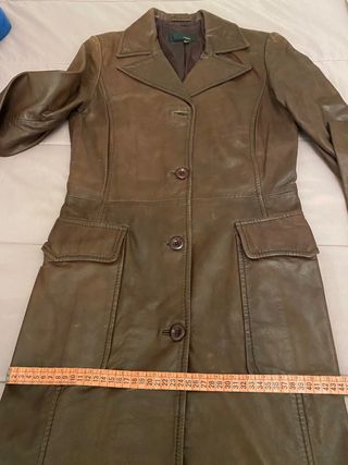 Abrigo 100% Cuero Burdeos Zara Mujer