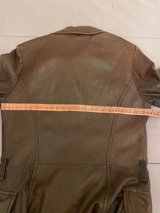 Abrigo 100% Cuero Burdeos Zara Mujer