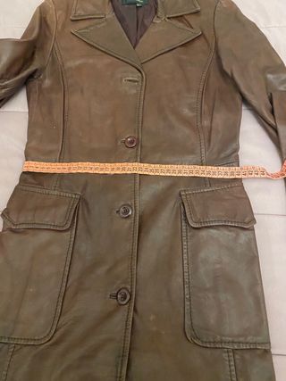 Abrigo 100% Cuero Burdeos Zara Mujer