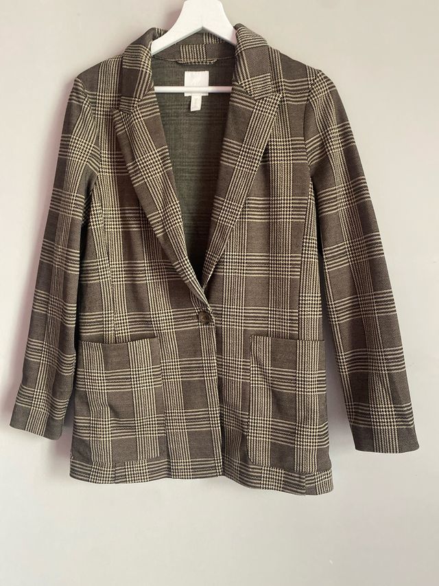 Americana cuadros H&M beige y marrón