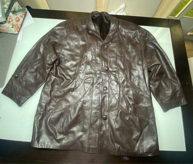 Abrigo vintage de piel marrón