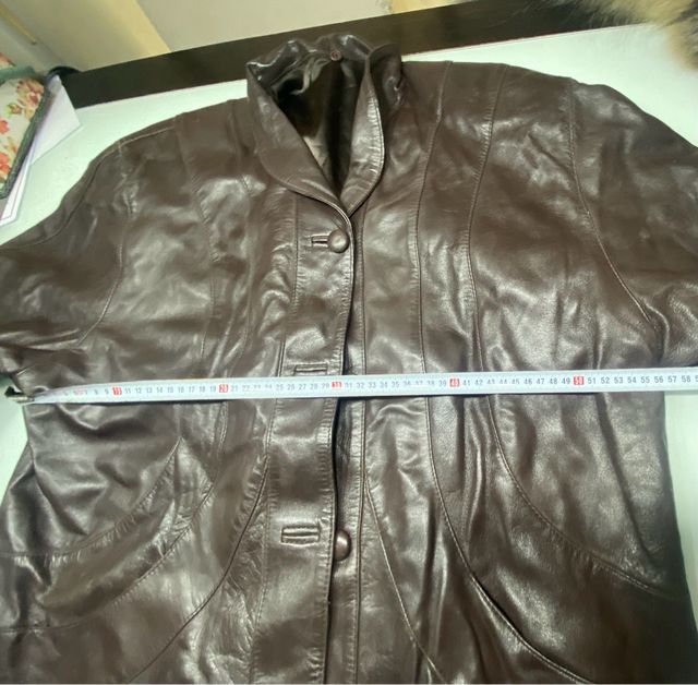 Abrigo vintage de piel marrón