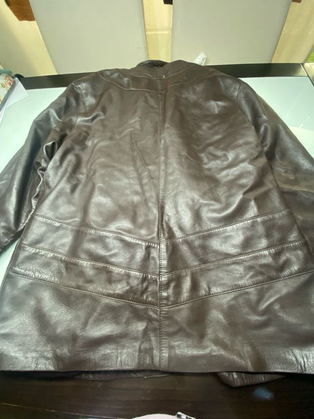 Abrigo vintage de piel marrón