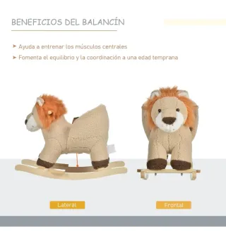 Caballito balancín infantil con forma de león