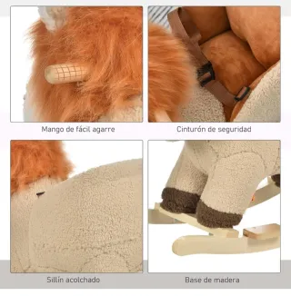 Caballito balancín infantil con forma de león