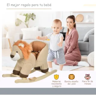 Caballito balancín infantil con forma de león