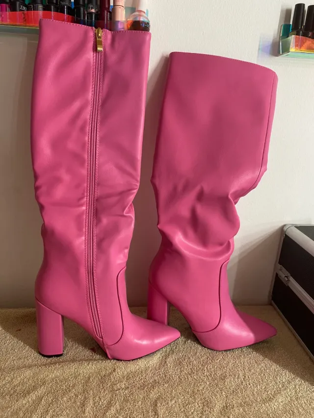 Stivali donna rosa tacco alto n.38