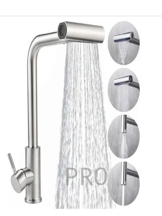 Grifo cocina extraíble Inox giratorio 360° gris acero