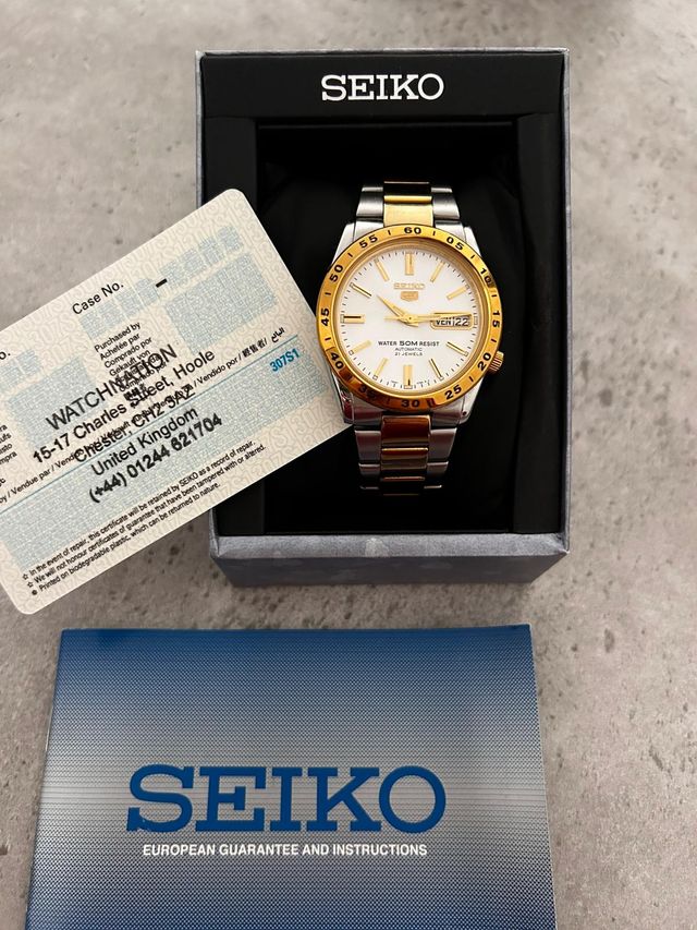 Seiko 5 SNKE041K1 Reloj Automático Dorado Blanco