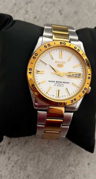 Seiko 5 SNKE041K1 Reloj Automático Dorado Blanco