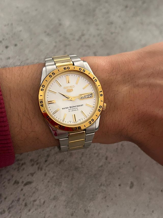 Seiko 5 SNKE041K1 Reloj Automático Dorado Blanco