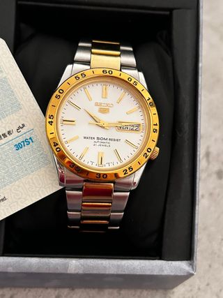 Seiko 5 SNKE041K1 Reloj Automático Dorado Blanco