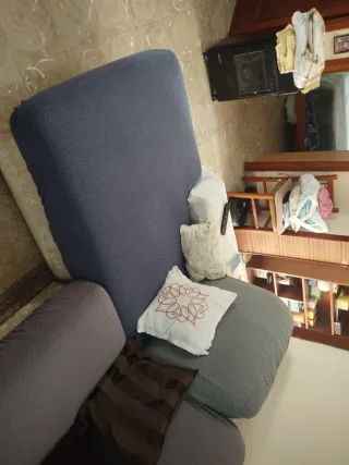 Sofá Cama Familiar Azul y Gris