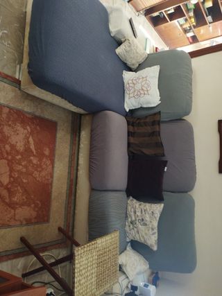 Sofá Cama Familiar Azul y Gris