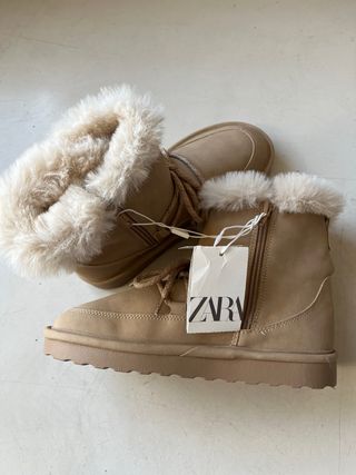 Botines Zara forro pelo beige