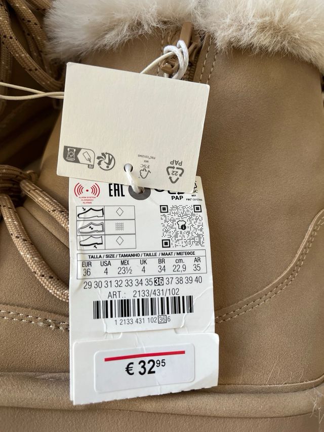 Botines Zara forro pelo beige